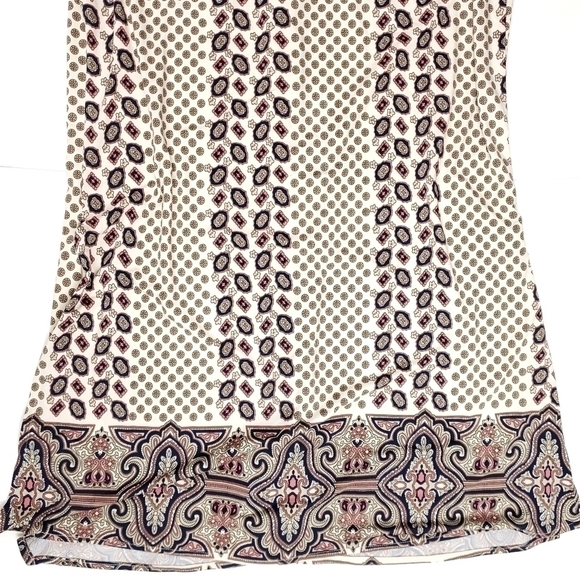 BCBGMAXAZRIA Cream Red Paisley Print Button Down Poly Tunic Top Sz L - Picture 3 of 11